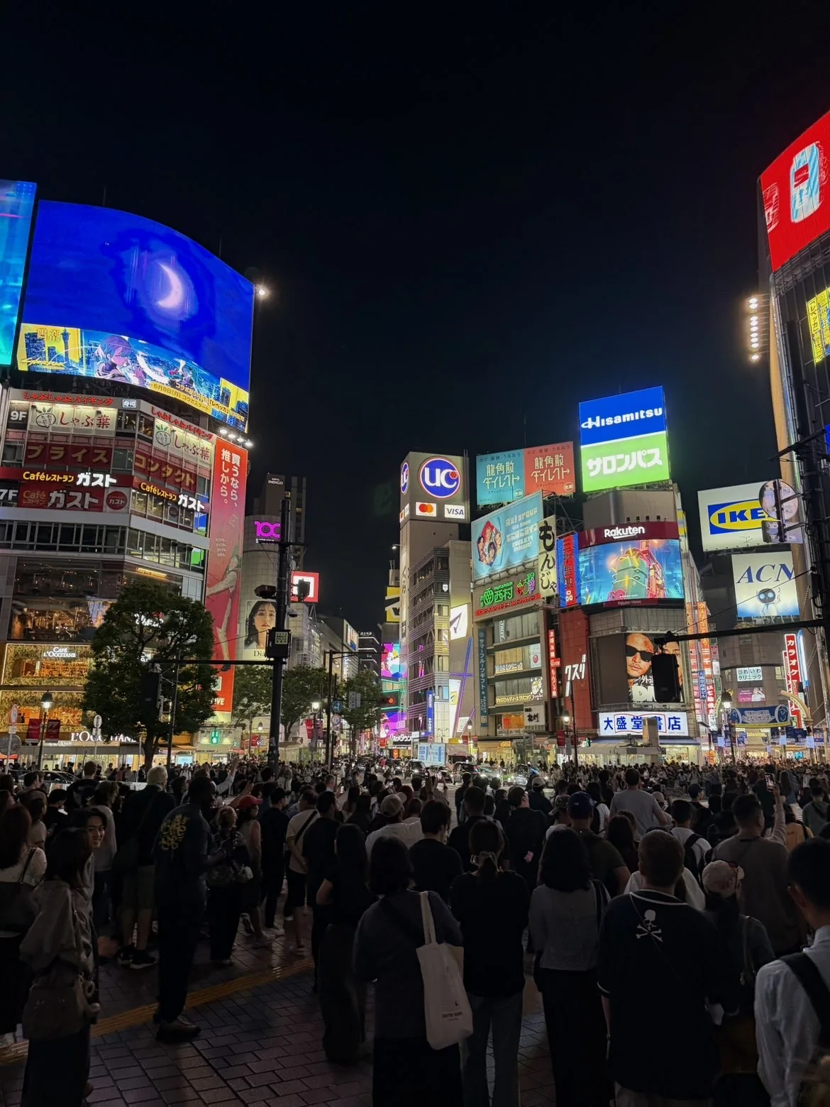 Shibuya at night in Tokyo, Japan